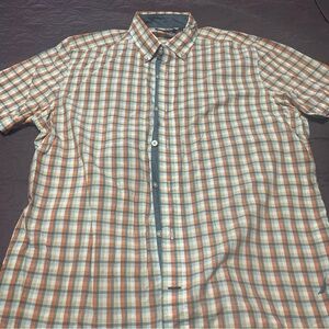 Nautica Plaid Shirt Mens Sz Medium Dress Casual Button Down Short Sleeve Shirt